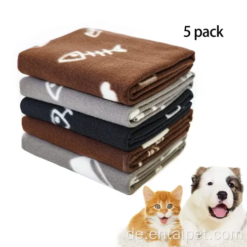 Welpe warmer Druck Fleece Wurfdecke 5 Pack